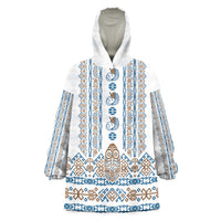 Personalised Papua New Guinea Bird Ethnic Wearable Blanket Hoodie Papuan Batik Inspired Pattern LT9 One Size White - Polynesian Pride