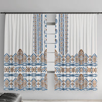 Papua New Guinea Bird Ethnic Window Curtain Papuan Batik Inspired Pattern LT9 With Hooks White - Polynesian Pride