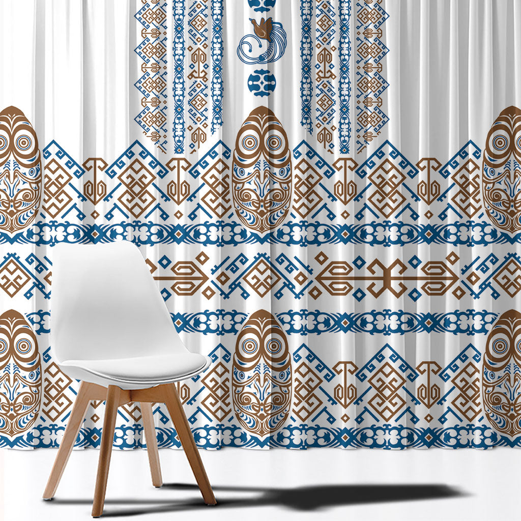 Papua New Guinea Bird Ethnic Window Curtain Papuan Batik Inspired Pattern LT9 - Polynesian Pride