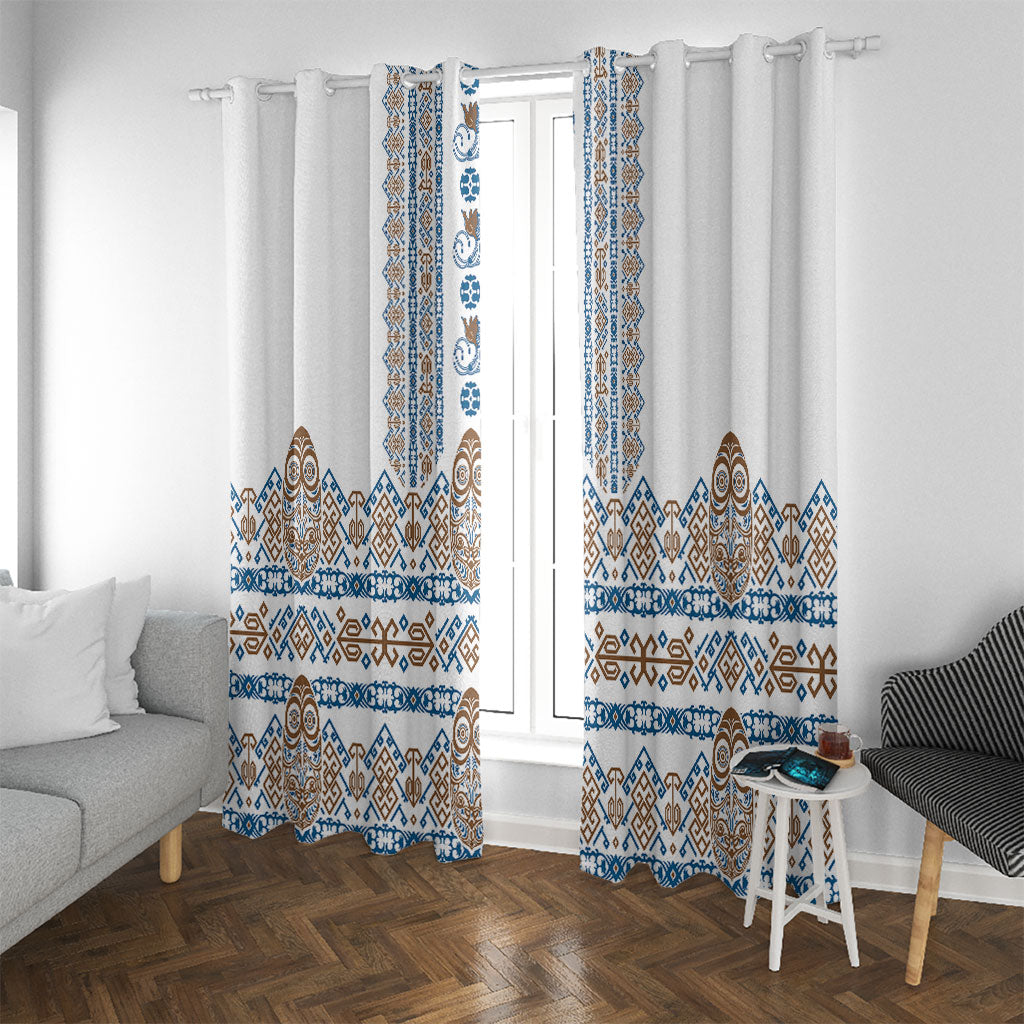 Papua New Guinea Bird Ethnic Window Curtain Papuan Batik Inspired Pattern LT9 With Grommets White - Polynesian Pride