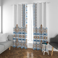 Papua New Guinea Bird Ethnic Window Curtain Papuan Batik Inspired Pattern LT9 With Grommets White - Polynesian Pride