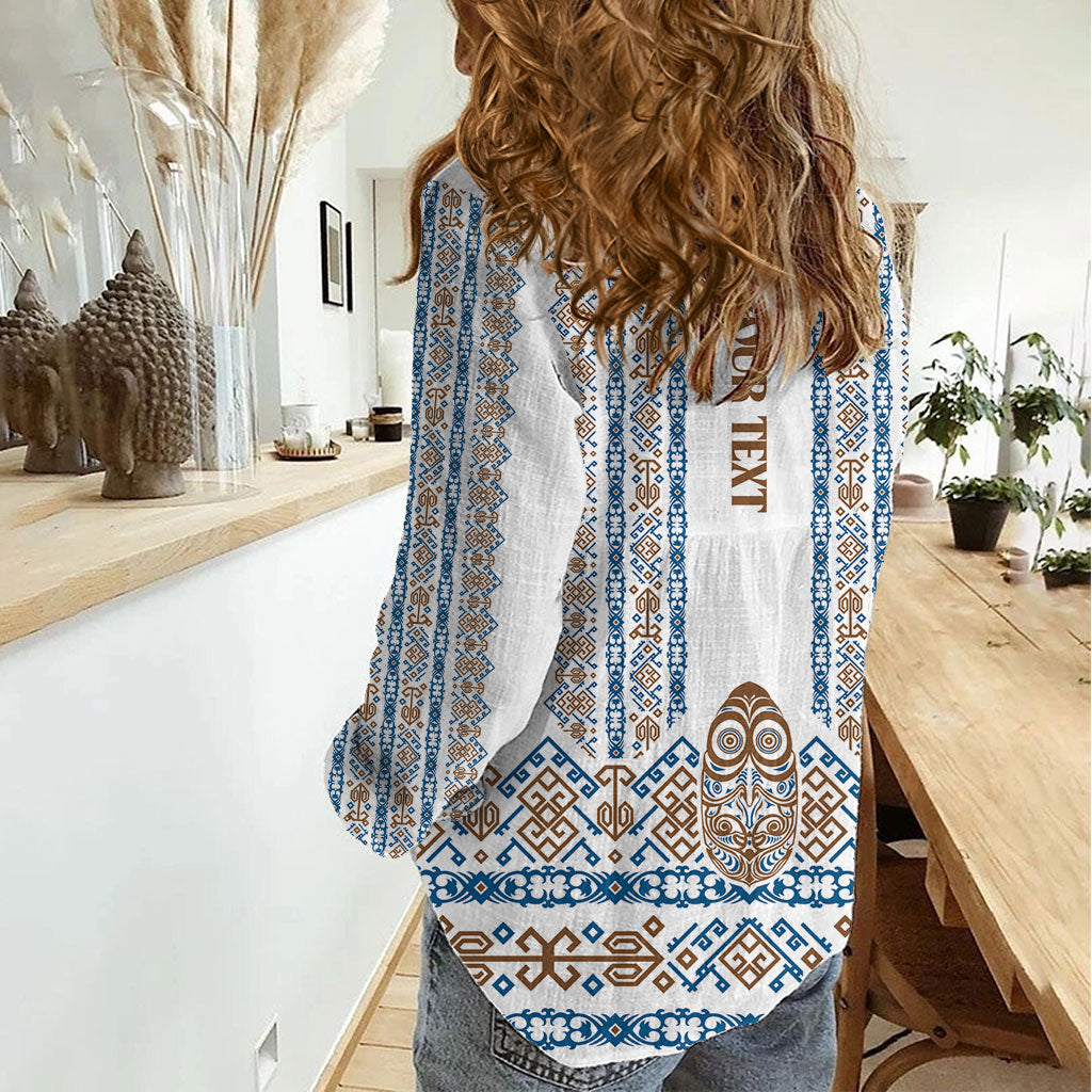 Personalised Papua New Guinea Bird Ethnic Women Casual Shirt Papuan Batik Inspired Pattern LT9 - Polynesian Pride