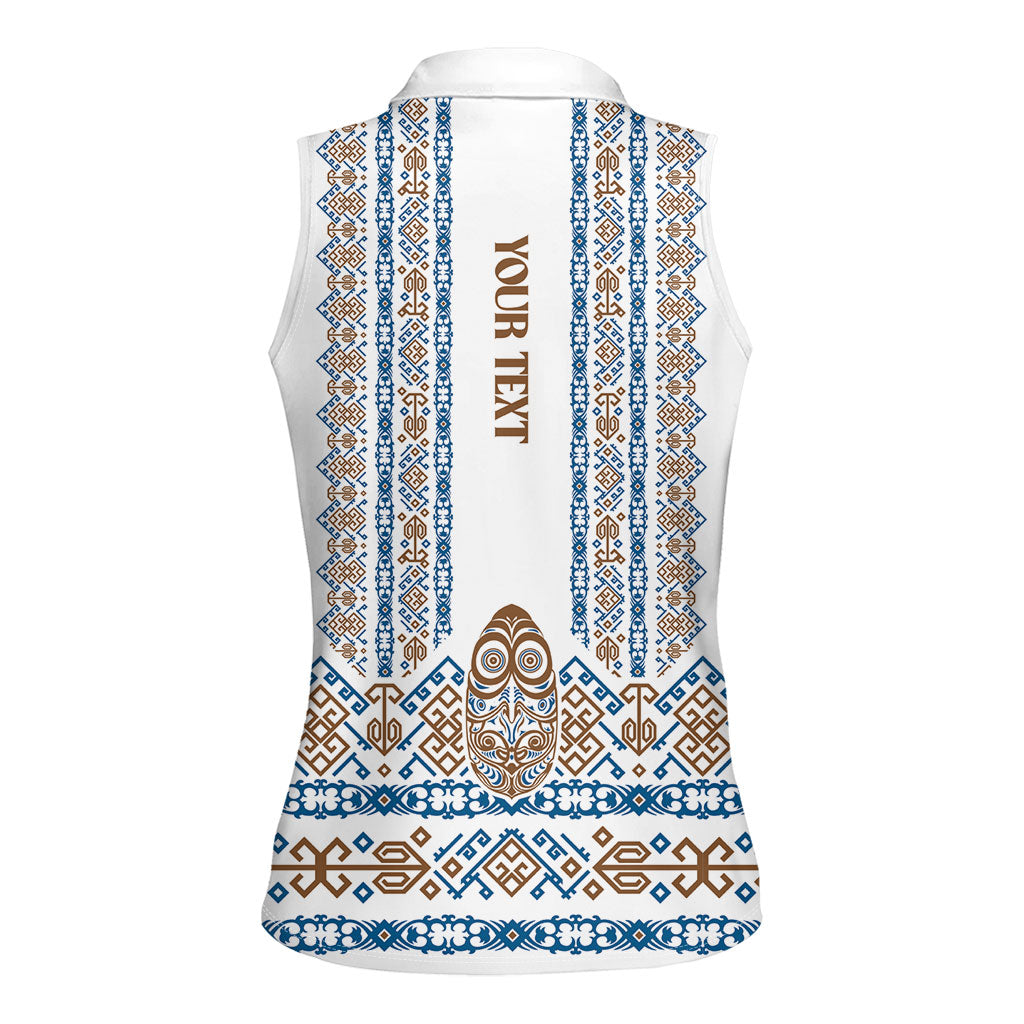 Personalised Papua New Guinea Bird Ethnic Women Sleeveless Polo Shirt Papuan Batik Inspired Pattern LT9 - Polynesian Pride