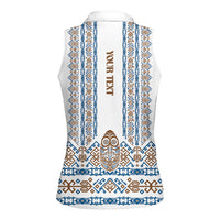 Personalised Papua New Guinea Bird Ethnic Women Sleeveless Polo Shirt Papuan Batik Inspired Pattern LT9 - Polynesian Pride