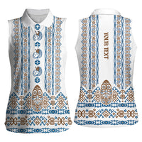 Personalised Papua New Guinea Bird Ethnic Women Sleeveless Polo Shirt Papuan Batik Inspired Pattern LT9 - Polynesian Pride