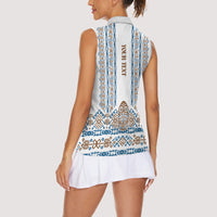 Personalised Papua New Guinea Bird Ethnic Women Sleeveless Polo Shirt Papuan Batik Inspired Pattern LT9 - Polynesian Pride