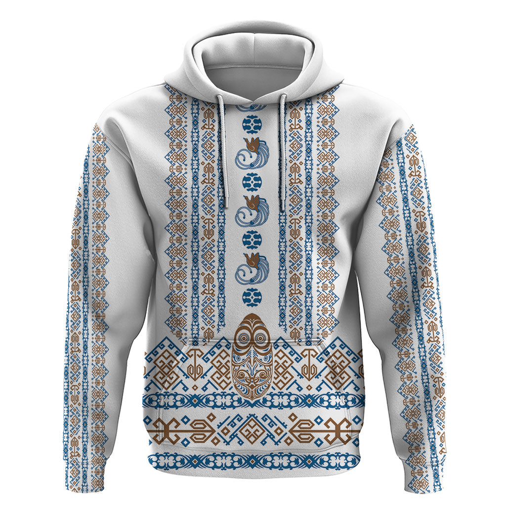 Personalised Papua New Guinea Bird Ethnic Zip Hoodie Papuan Batik Inspired Pattern LT9 Pullover Hoodie White - Polynesian Pride