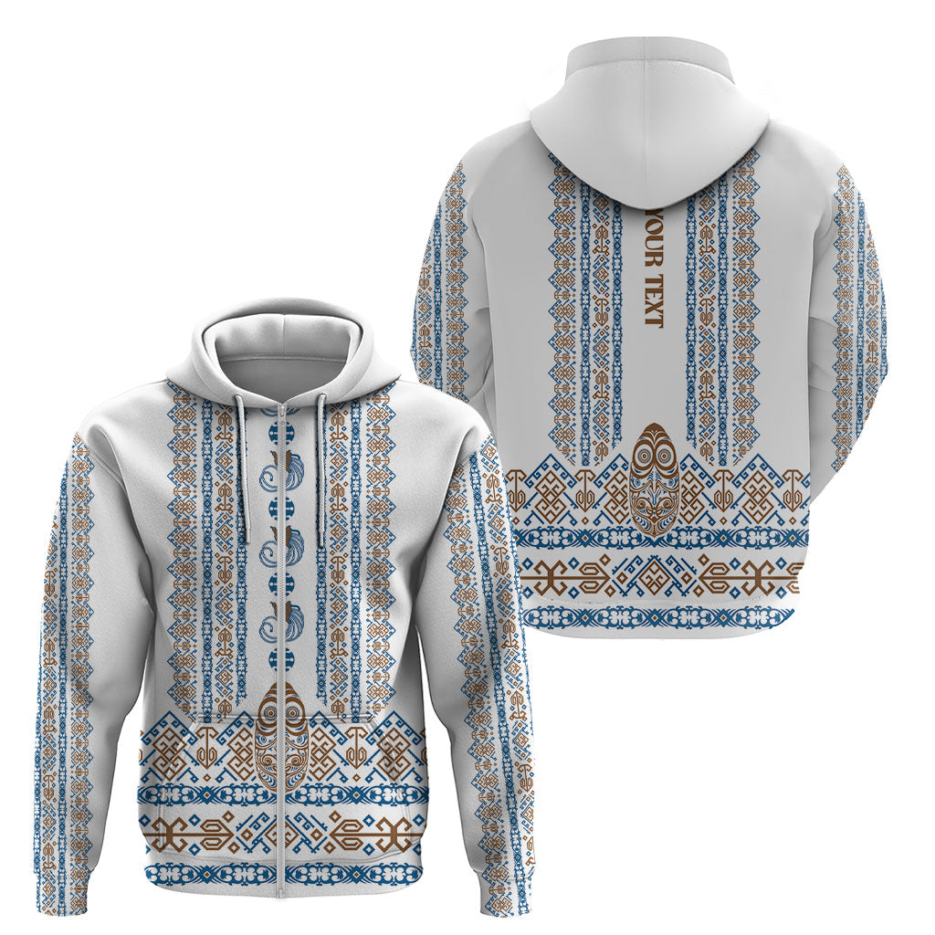Personalised Papua New Guinea Bird Ethnic Zip Hoodie Papuan Batik Inspired Pattern LT9 - Polynesian Pride