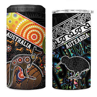 New Zealand and Australia 4 in 1 Can Cooler Tumbler Maori Mix Aboriginal Art Style LT9 One Size: 16 oz Black - Polynesian Pride
