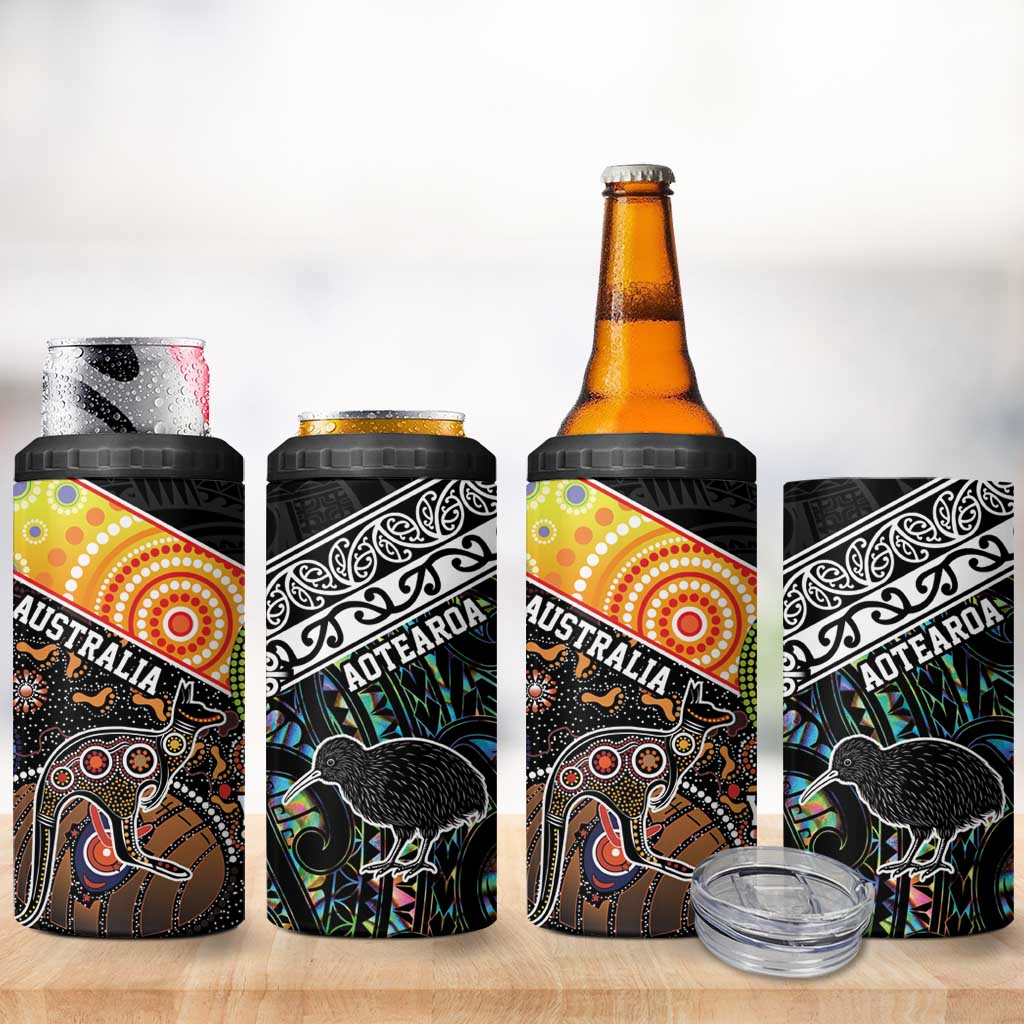 New Zealand and Australia 4 in 1 Can Cooler Tumbler Maori Mix Aboriginal Art Style LT9 - Polynesian Pride