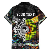 Personalised New Zealand and Australia Family Matching Off The Shoulder Long Sleeve Dress and Hawaiian Shirt Maori Mix Aboriginal Art Style LT9 - Polynesian Pride