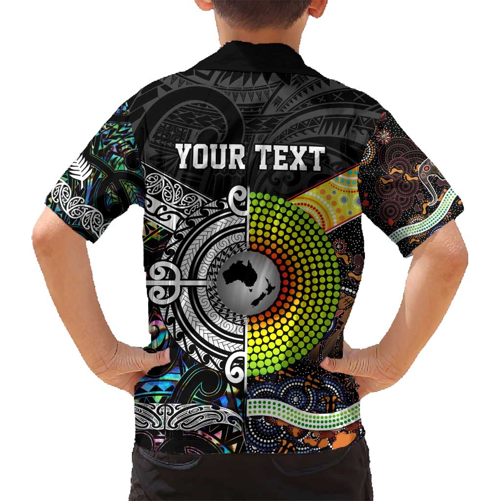 Personalised New Zealand and Australia Family Matching Off Shoulder Maxi Dress and Hawaiian Shirt Maori Mix Aboriginal Art Style LT9 - Polynesian Pride