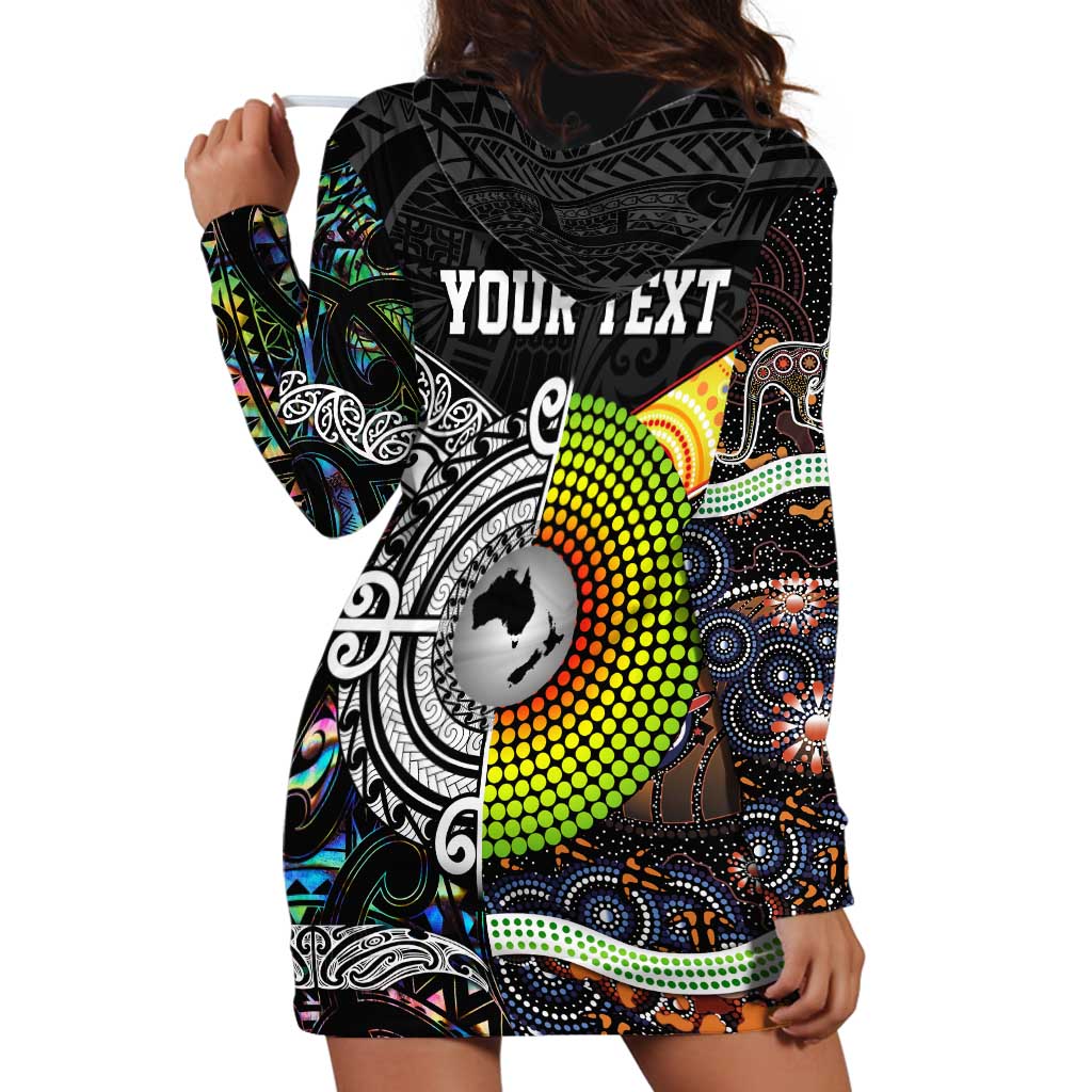 Personalised New Zealand and Australia Hoodie Dress Maori Mix Aboriginal Art Style LT9 - Polynesian Pride