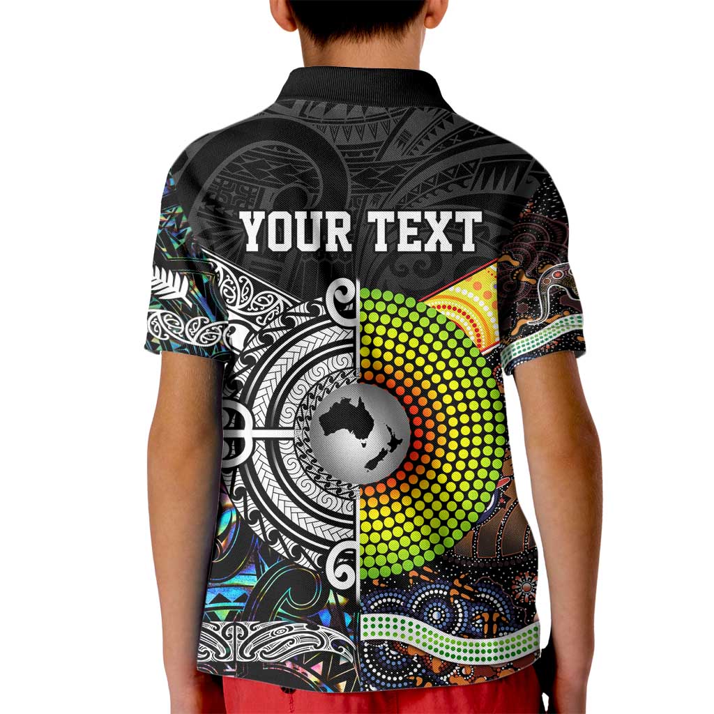 Personalised New Zealand and Australia Kid Polo Shirt Maori Mix Aboriginal Art Style LT9 - Polynesian Pride