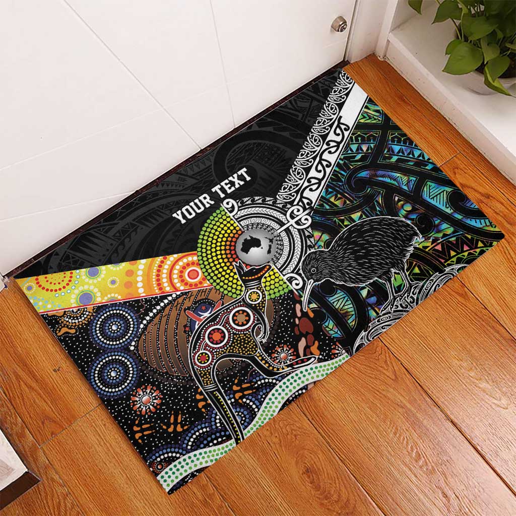 Personalised New Zealand and Australia Rubber Doormat Maori Mix Aboriginal Art Style LT9 - Polynesian Pride