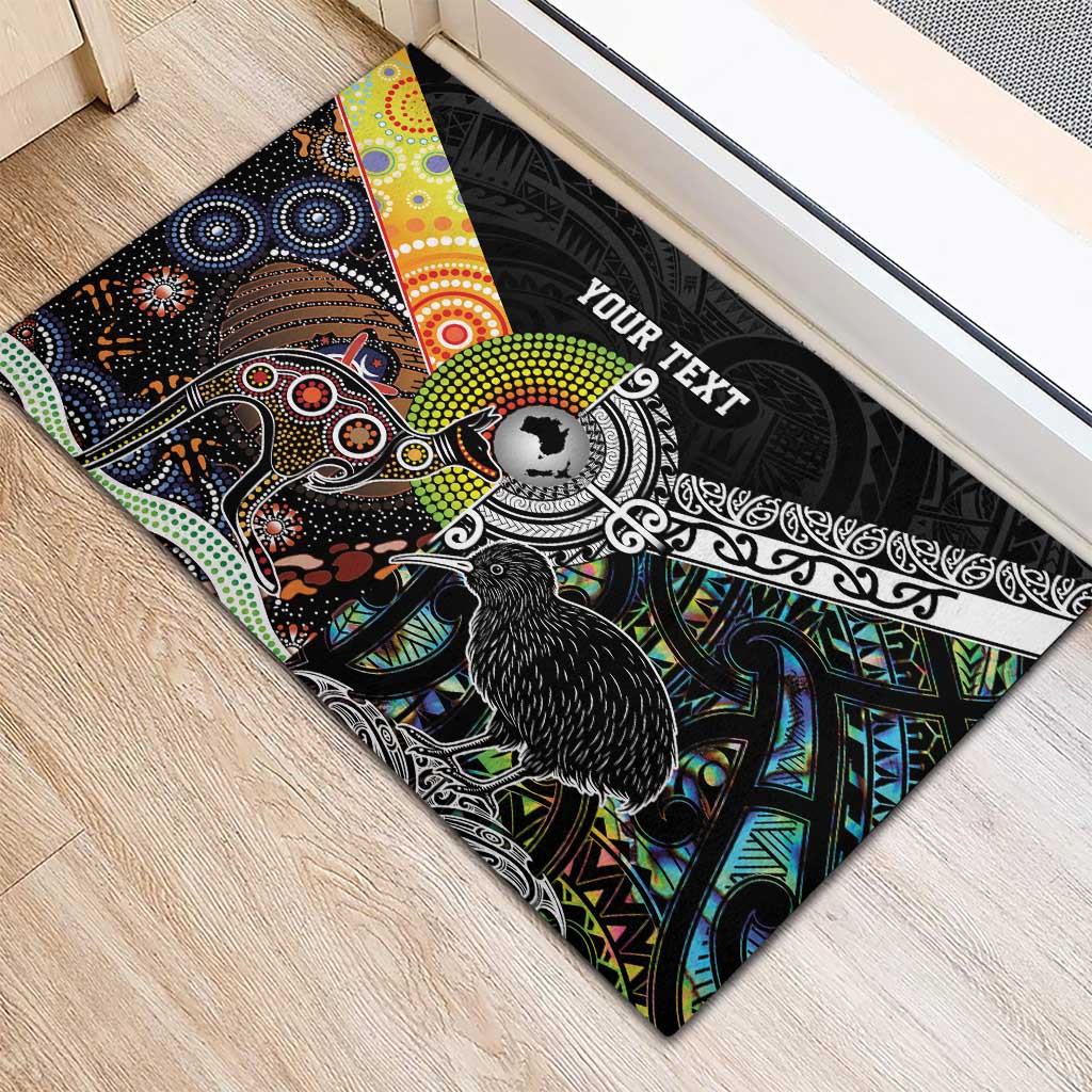 Personalised New Zealand and Australia Rubber Doormat Maori Mix Aboriginal Art Style LT9 - Polynesian Pride