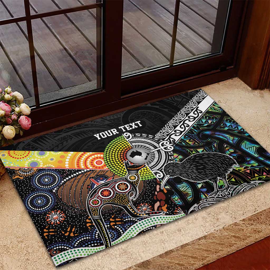 Personalised New Zealand and Australia Rubber Doormat Maori Mix Aboriginal Art Style LT9 - Polynesian Pride