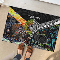 Personalised New Zealand and Australia Rubber Doormat Maori Mix Aboriginal Art Style LT9 - Polynesian Pride