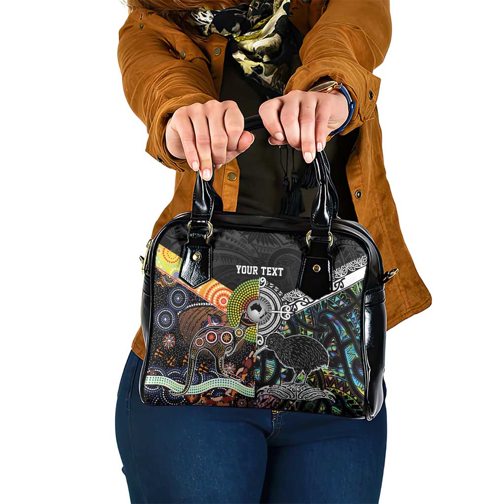 Personalised New Zealand and Australia Shoulder Handbag Maori Mix Aboriginal Art Style LT9 One Size Black - Polynesian Pride