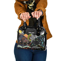 Personalised New Zealand and Australia Shoulder Handbag Maori Mix Aboriginal Art Style LT9 One Size Black - Polynesian Pride