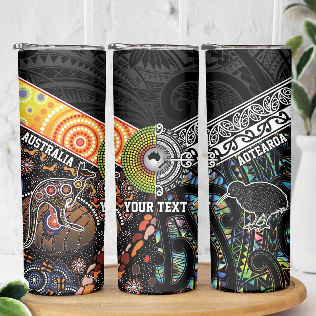 Personalised New Zealand and Australia Skinny Tumbler Maori Mix Aboriginal Art Style LT9 - Polynesian Pride