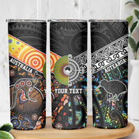 Personalised New Zealand and Australia Skinny Tumbler Maori Mix Aboriginal Art Style LT9 - Polynesian Pride