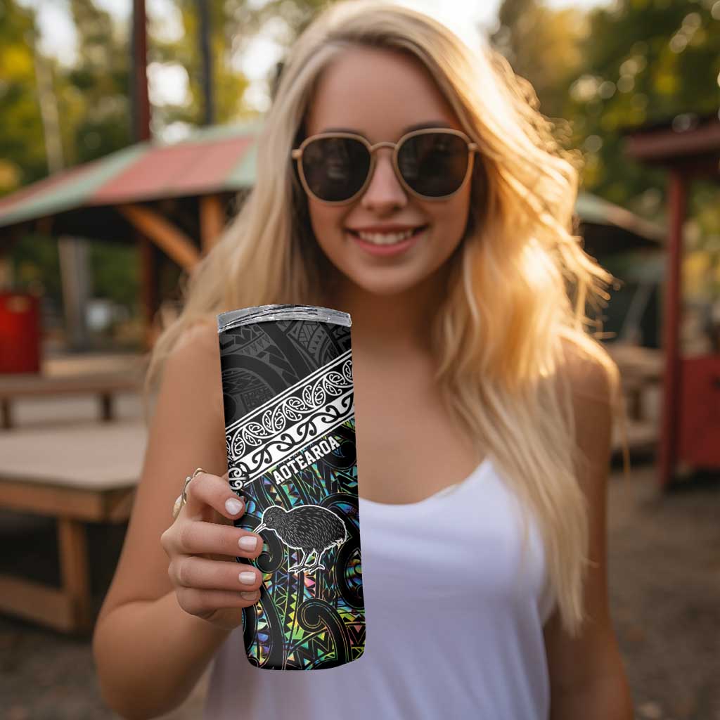 Personalised New Zealand and Australia Skinny Tumbler Maori Mix Aboriginal Art Style LT9 - Polynesian Pride