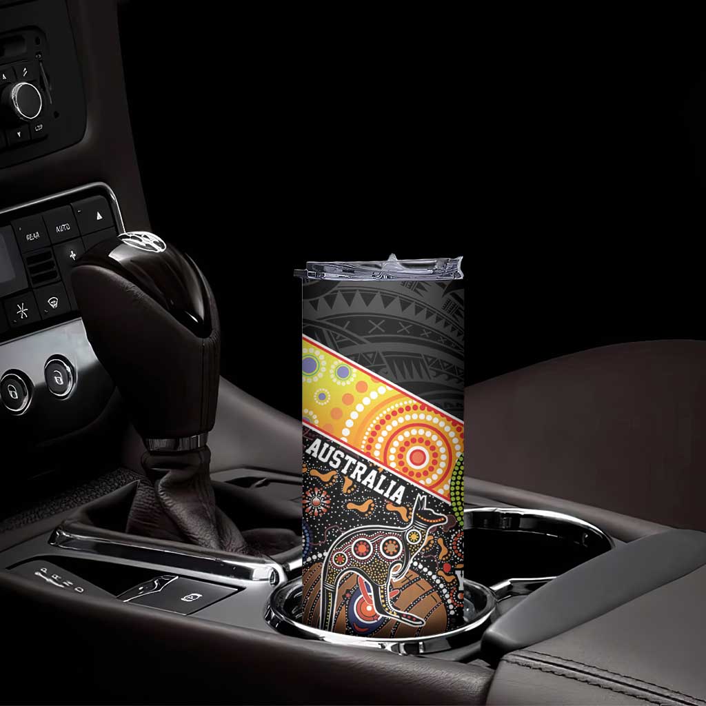 Personalised New Zealand and Australia Skinny Tumbler Maori Mix Aboriginal Art Style LT9 - Polynesian Pride