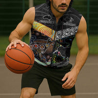 Australia New Zealand Personalised Sleeveless Zip Hoodie Maori Aboriginal Art Style LT9 - Polynesian Pride