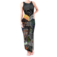 Personalised New Zealand and Australia Tank Maxi Dress Maori Mix Aboriginal Art Style LT9 Women Black - Polynesian Pride