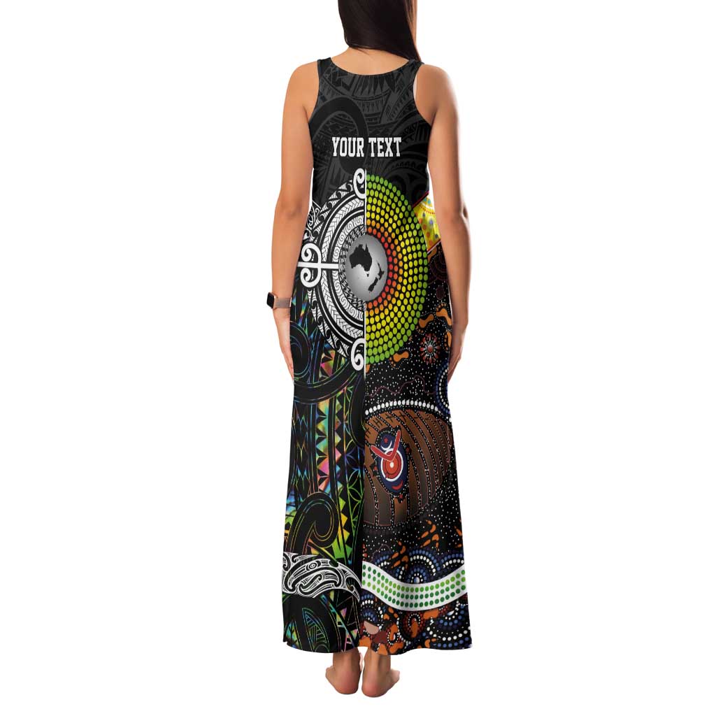 Personalised New Zealand and Australia Tank Maxi Dress Maori Mix Aboriginal Art Style LT9 - Polynesian Pride