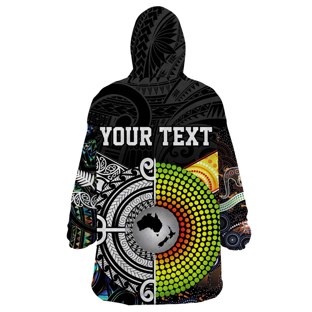 Personalised New Zealand and Australia Wearable Blanket Hoodie Maori Mix Aboriginal Art Style LT9 - Polynesian Pride