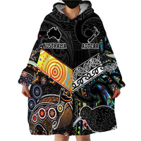 Personalised New Zealand and Australia Wearable Blanket Hoodie Maori Mix Aboriginal Art Style LT9 - Polynesian Pride