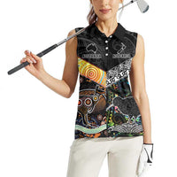 Personalised New Zealand and Australia Women Sleeveless Polo Shirt Maori Mix Aboriginal Art Style LT9 - Polynesian Pride