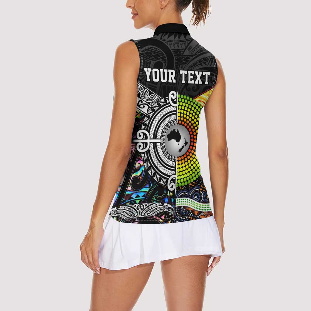 Personalised New Zealand and Australia Women Sleeveless Polo Shirt Maori Mix Aboriginal Art Style LT9 - Polynesian Pride
