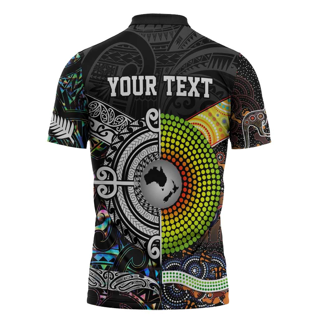 Australia New Zealand Personalised Zipper Polo Shirt Maori Aboriginal Art Style LT9 - Polynesian Pride