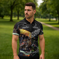 Australia New Zealand Personalised Zipper Polo Shirt Maori Aboriginal Art Style LT9 - Polynesian Pride