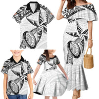 Custom Fiji Rugby Pacific Family Matching Mermaid Dress and Hawaiian Shirt Polynesian Palm Tattoo LT9 - Polynesian Pride