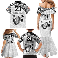 Custom Fiji Rugby Pacific Family Matching Mermaid Dress and Hawaiian Shirt Polynesian Palm Tattoo LT9 - Polynesian Pride