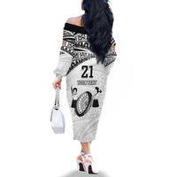 Custom Fiji Rugby Pacific Family Matching Off The Shoulder Long Sleeve Dress and Hawaiian Shirt Polynesian Palm Tattoo LT9 - Polynesian Pride