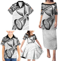 Custom Fiji Rugby Pacific Family Matching Puletasi and Hawaiian Shirt Polynesian Palm Tattoo LT9 - Polynesian Pride