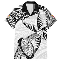 Custom Fiji Rugby Pacific Family Matching Tank Maxi Dress and Hawaiian Shirt Polynesian Palm Tattoo LT9 Dad's Shirt - Short Sleeve White - Polynesian Pride