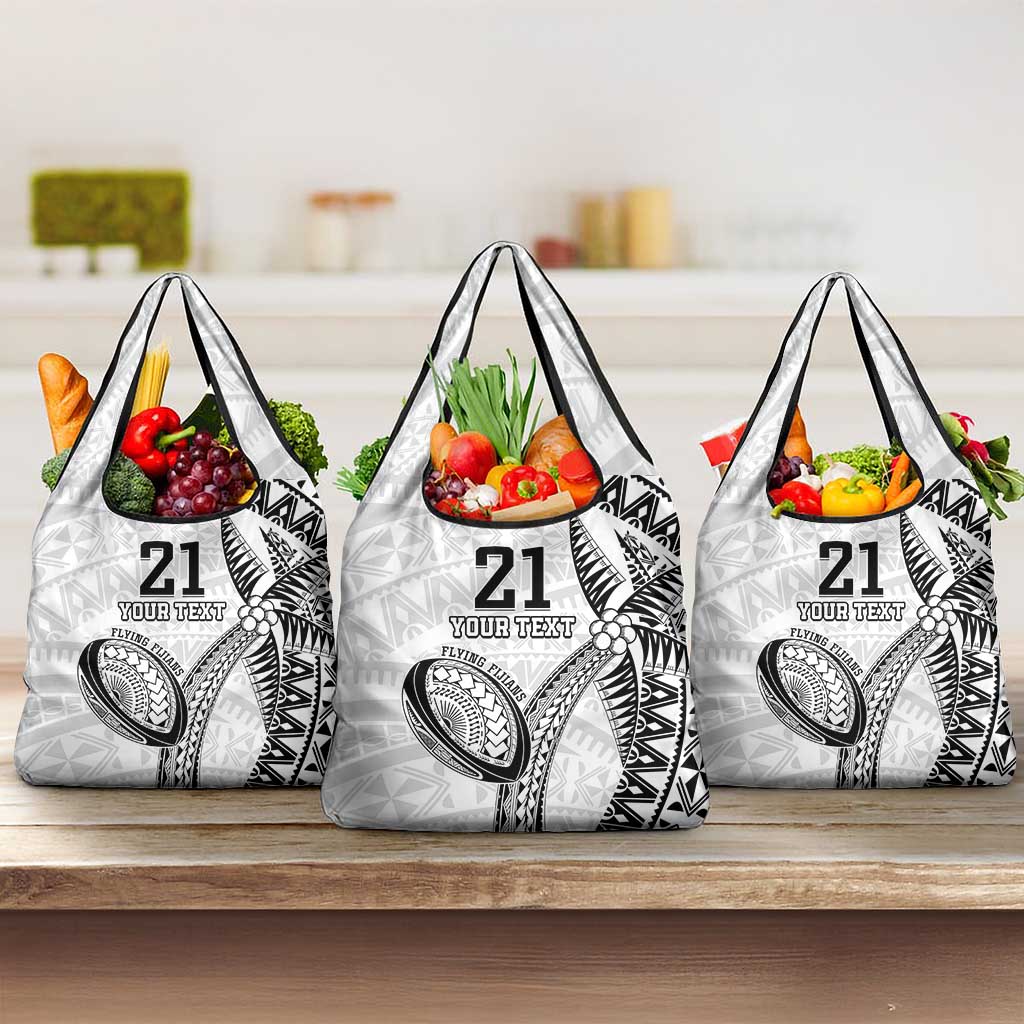 Custom Fiji Rugby Pacific Grocery Bag Polynesian Palm Tattoo
