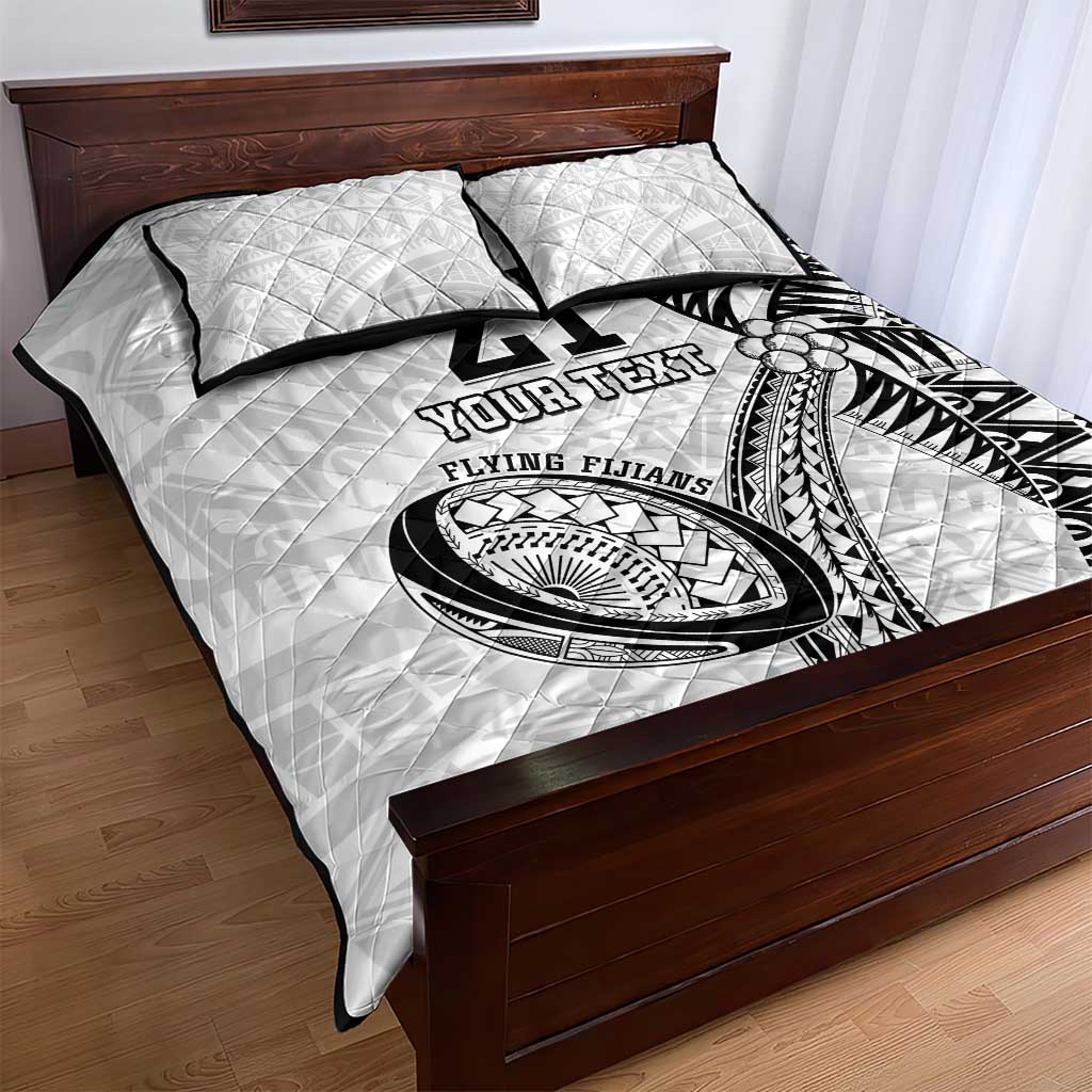 Custom Fiji Rugby Pacific Quilt Bed Set Polynesian Palm Tattoo