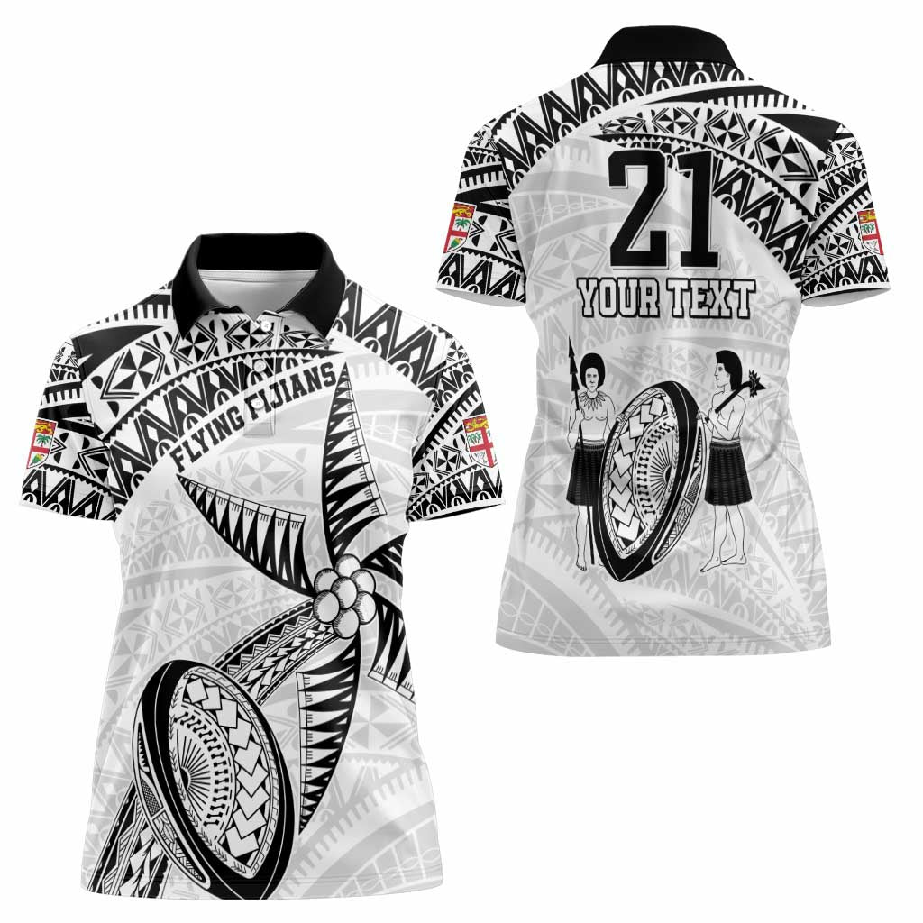 Custom Fiji Rugby Pacific Women Polo Shirt Polynesian Palm Tattoo