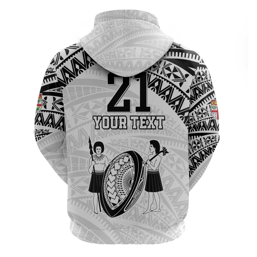 Custom Fiji Rugby Pacific Zip Hoodie Polynesian Palm Tattoo