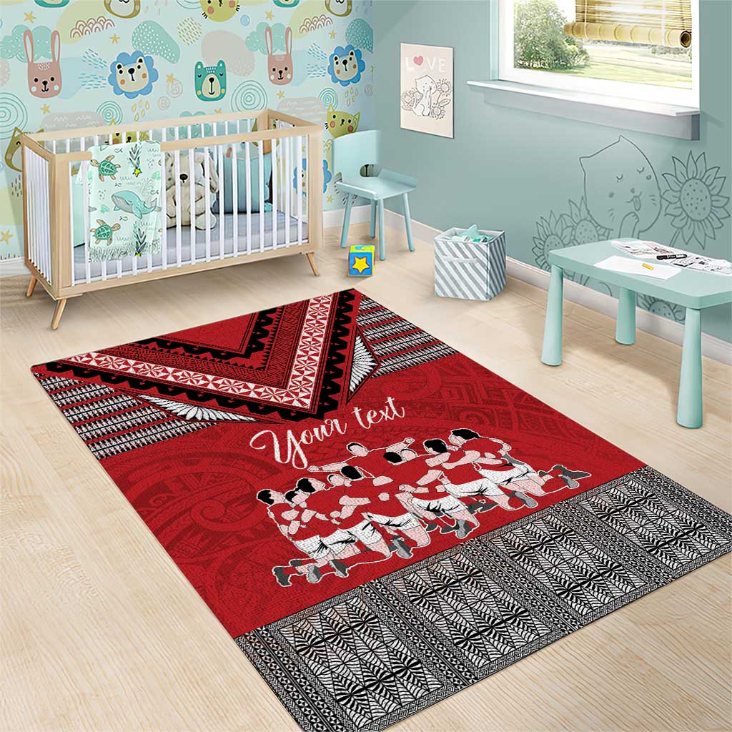 Personalised Tonga Rugby Pacific Area Rug Ikale Tahi Sipi Tau