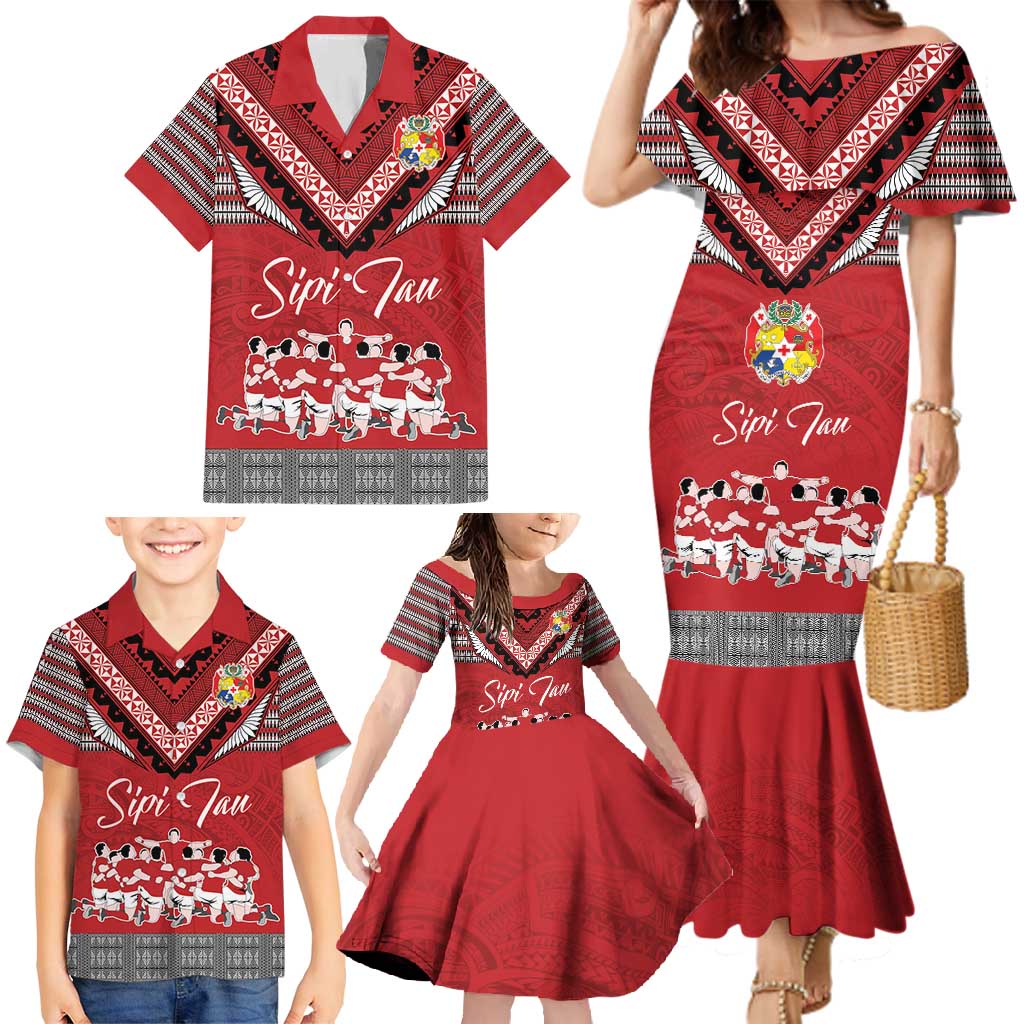 Personalised Tonga Rugby Pacific Family Matching Mermaid Dress and Hawaiian Shirt Ikale Tahi Sipi Tau LT9 - Polynesian Pride