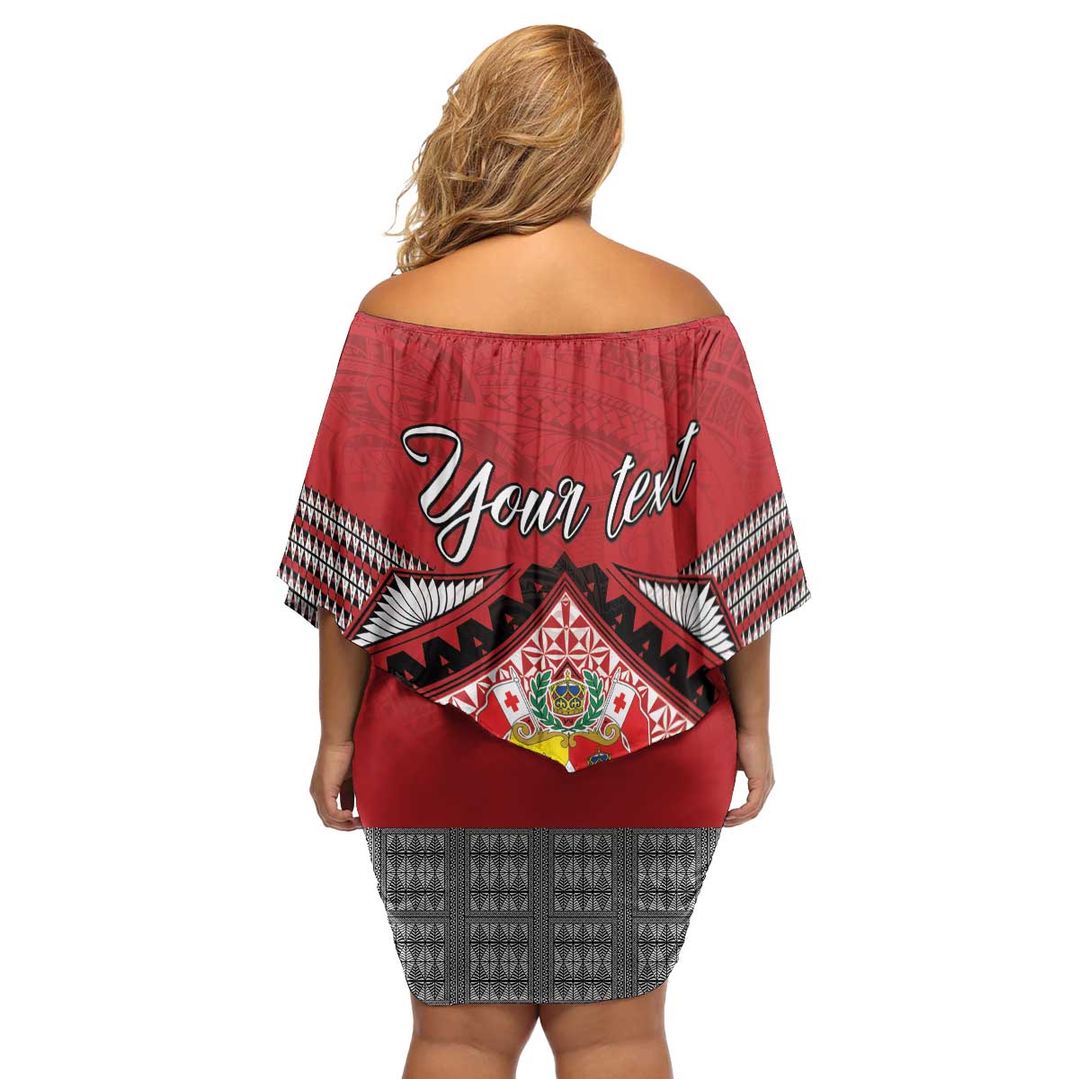Personalised Tonga Rugby Pacific Family Matching Off Shoulder Short Dress and Hawaiian Shirt Ikale Tahi Sipi Tau LT9 - Polynesian Pride