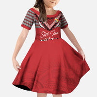 Personalised Tonga Rugby Pacific Family Matching Tank Maxi Dress and Hawaiian Shirt Ikale Tahi Sipi Tau LT9 Daughter's Dress Red - Polynesian Pride